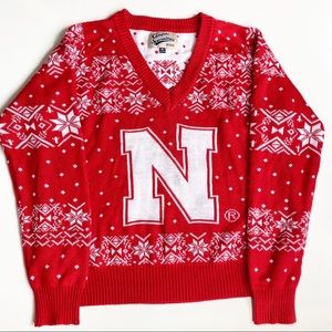 Nebraska Cornhusker V-Neck Ugly Christmas Sweater